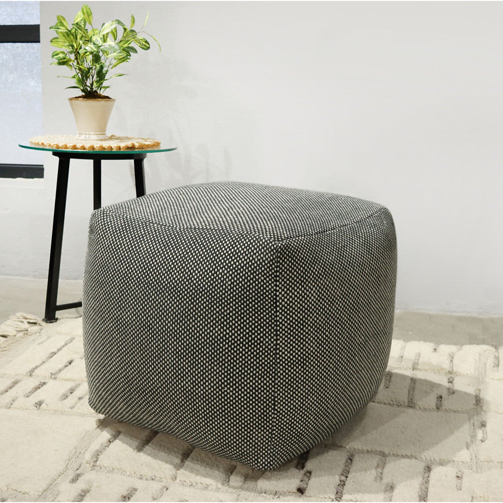 Natural Hand-woven Clayton Pouf, 18" Cube