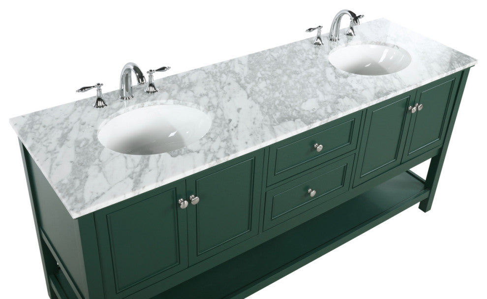 Home Living 72" Double Bathroom Vanity, Green