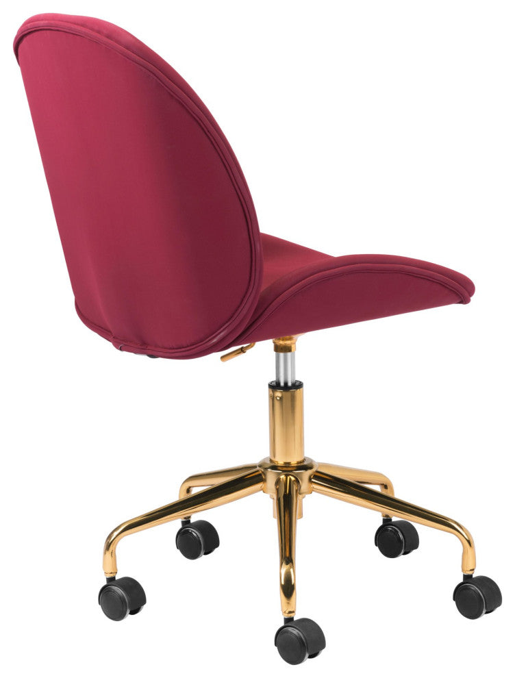 Computer Work Desk Chair, Steel Metal, Fabric, Red, Gold, Home Business Office