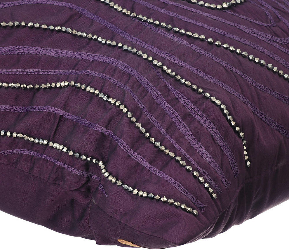 Purple Decorative Pillow Shams 24"x24" Silk, Purple Circuit