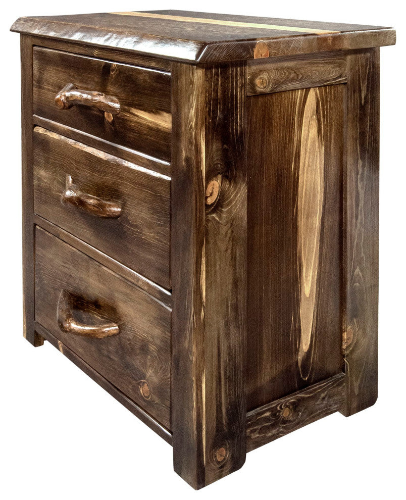 Big Sky Collection Live Edge 3 Drawer Chest of Drawers, Provincial Stain