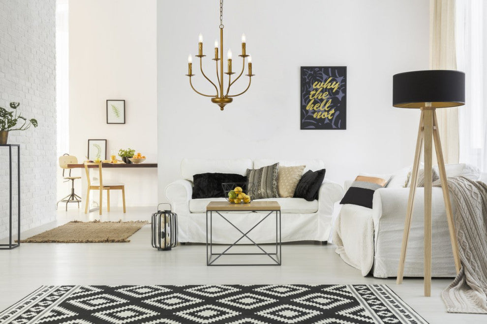 Winston 6-Light Pendant, Brass