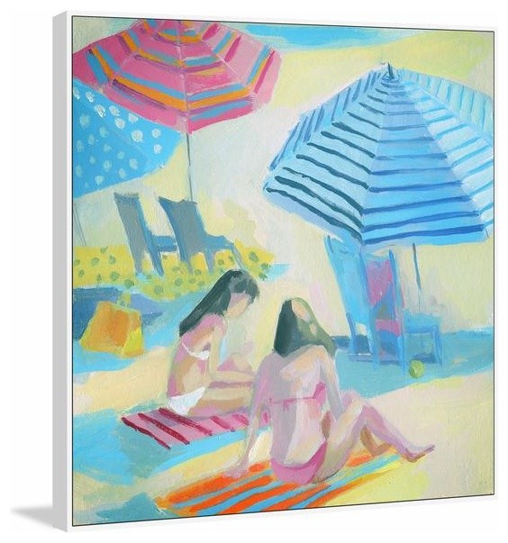 "Girls Having Fun" Floater Framed Painting Print on Canvas, 48"x48"