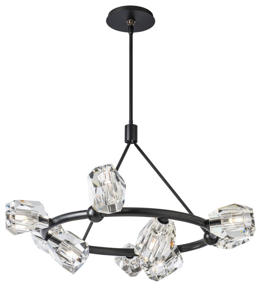 Gatsby 9-Light Ring Pendant - Black - Crystal