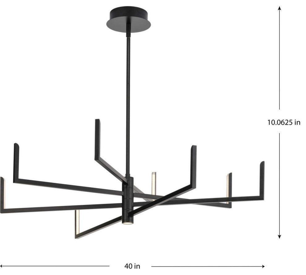 Pivot LED Collection 40, 8-Light Textured Black Frosted Glass LED Chandelier