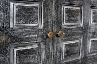 Martin Solid Wood 2 Door Tall Boy Cabinet, Distressed Gray