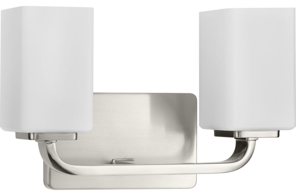 Cowan Collection 13-1/2, 2-Light Brushed Nickel Etched Glass Bath Vanity Light