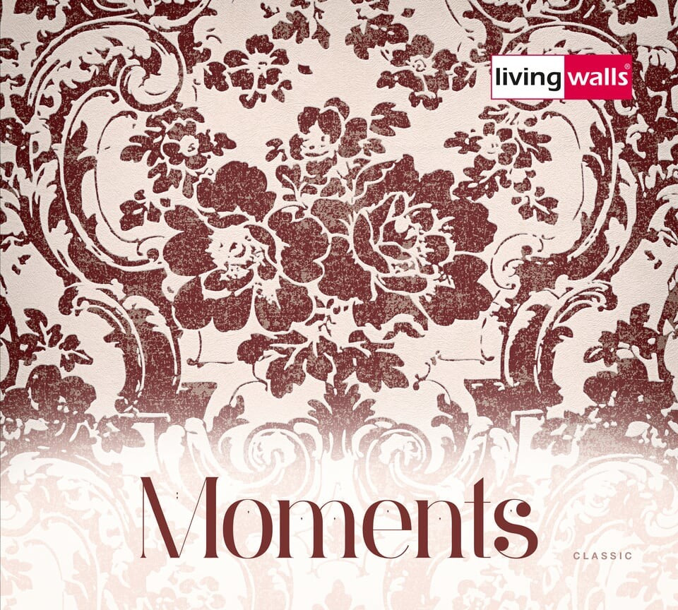Moments, Baroque Motifs, Flowers And Garlands Brown Wallpaper Roll, Modern