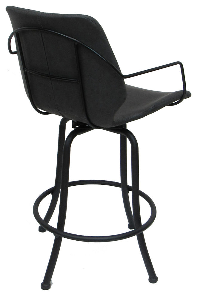 Swivel Metal Counter 26" 30" or 34" Bar Stool - Asheville, Grey - Black, 30"