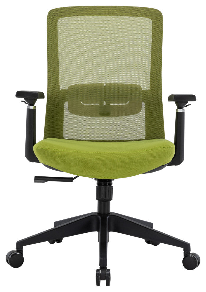 LeisureMod Ingram Modern Mesh Office Task Chair With Adjustable Armrests, Green/Green