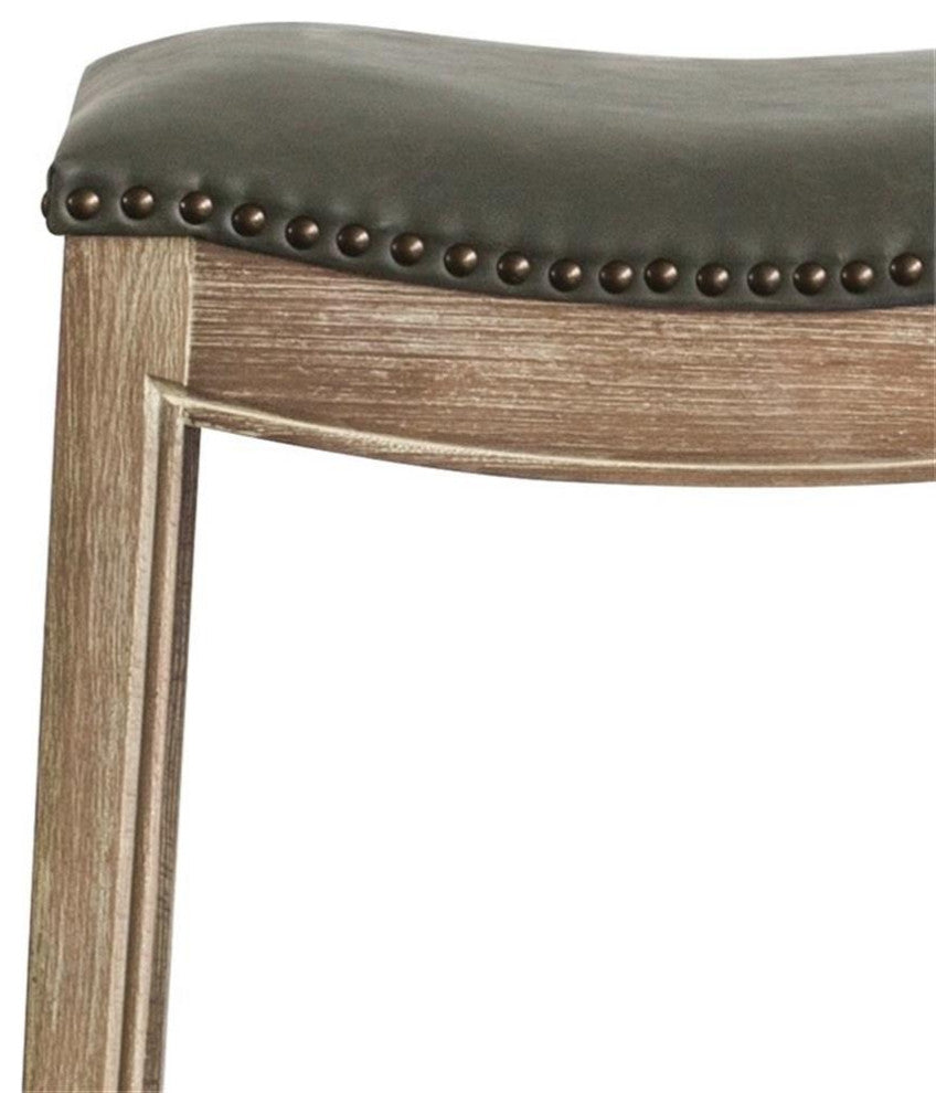 New Pacific Direct Elmo 24.5" Bonded Leather Counter Stool in Gray