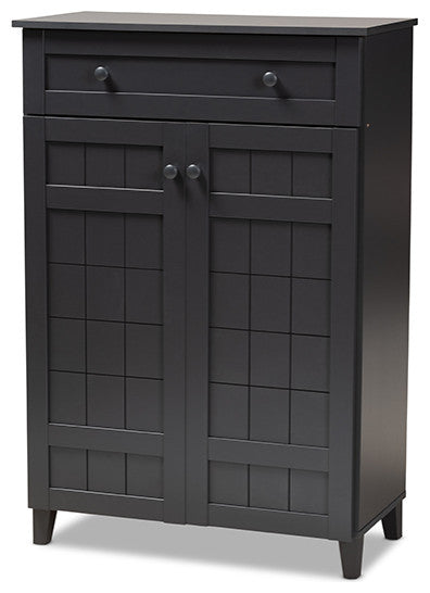 Glidden Dark Grayed 5-Shelf Wood Shoe Storage Cabinet With Drawer