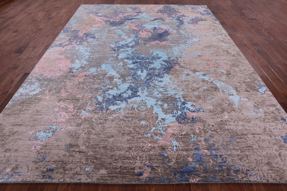9' 0" X 12' 2" Modern Handmade Wool & Silk Rug - Q15551