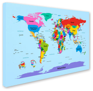 'Childrens World Map' Canvas Art by Michael Tompsett