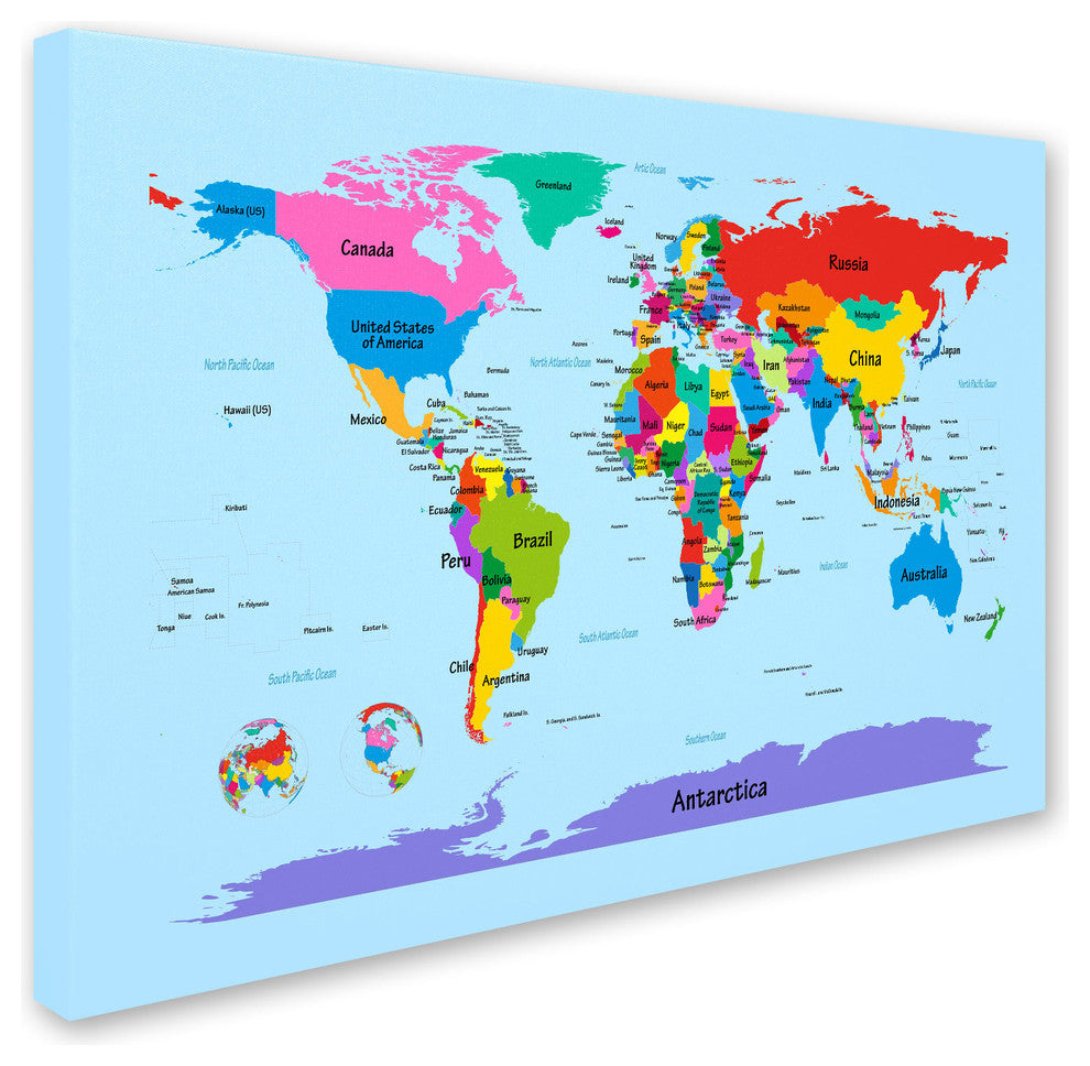 'Childrens World Map' Canvas Art by Michael Tompsett