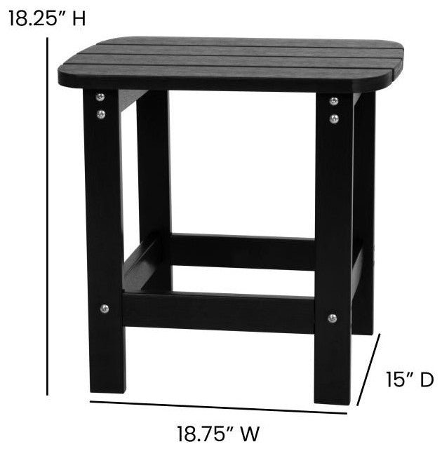 Savannah Set of 4 Outdoor Adirondack Rocking Chairs With Side Table, Black