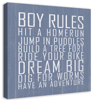 Boy Rules 24x24 Canvas Wall Art