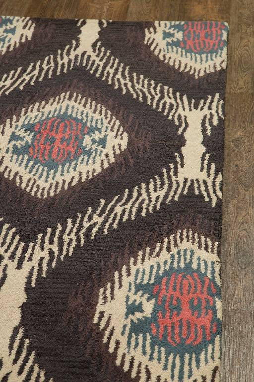 Agra Hand Tufted Ikat Transitional Oriental Area Rug, Black, 8x10'