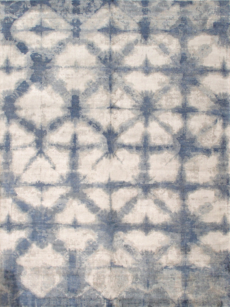 Shibori Collection, Loomed Silk/Wool Area Rug, Silver, 9' 0" X 12' 0"