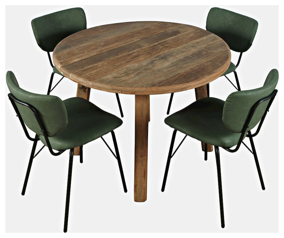 Reclamation Five Piece Round Rustic Reclaimed Solid Wood Round Dining Set