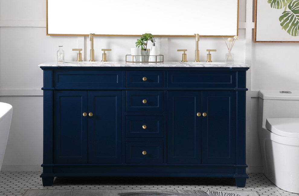 Home Living 60" Double Bathroom Vanity Set, Blue