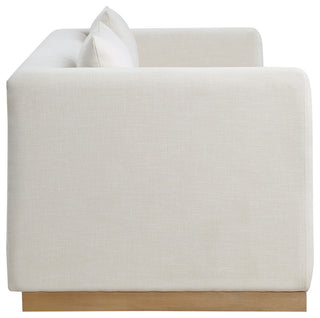 Alfie Linen Textured Fabric Upholstered Sofa, Cream