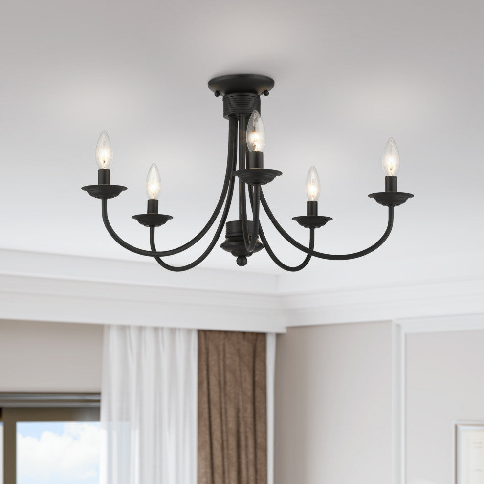 Livex Lighting Estate 5-Light Black Large Semi-Flush