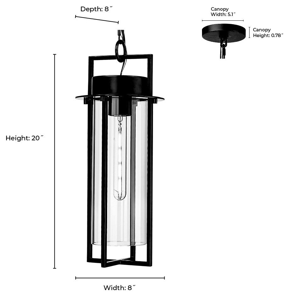 1 Light 8 in. Powder Coated Black Outdoor