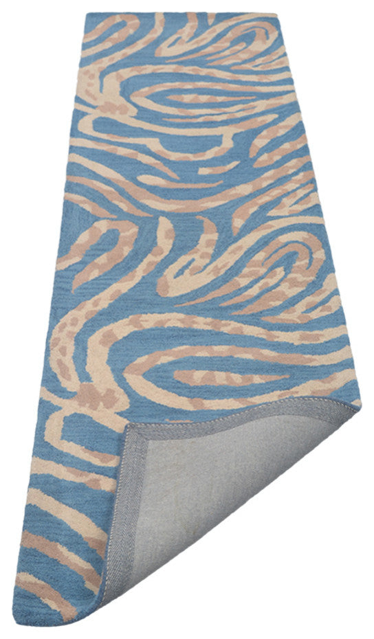 HAND TUFTED WOOL ECO-FRIENDLY AREA RUGS - Runner,Blue,Contemporary