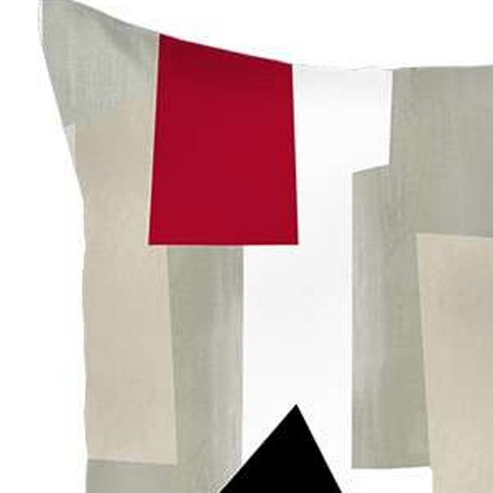 Set of 2 Red and Ivory Printed Pillow Covers