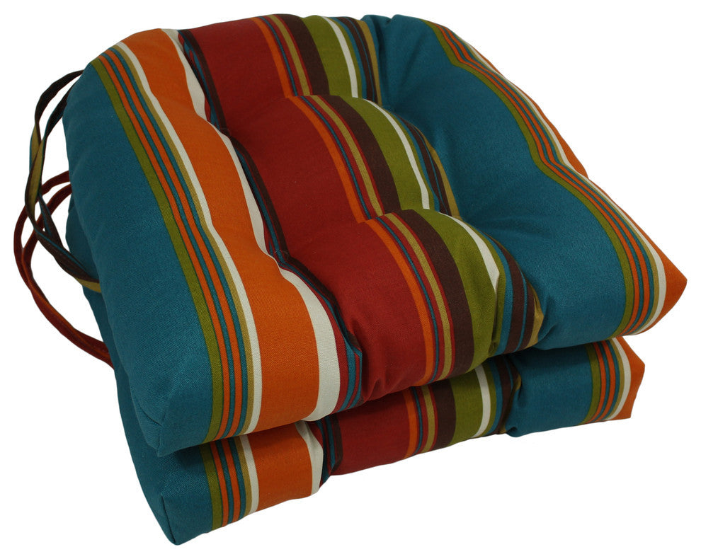 16" Spun Polyester U-Shaped Tufted Chair Cushions, Set of 2, Westport Teal