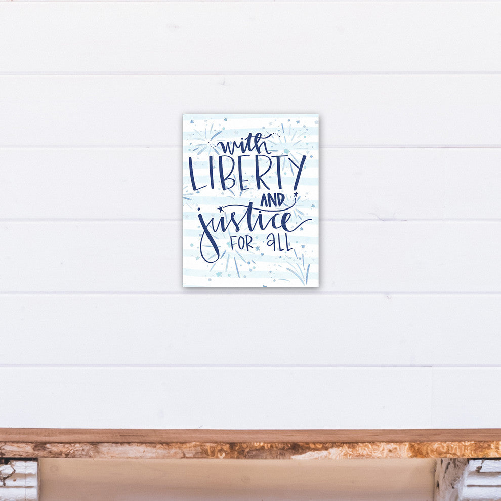 With Liberty and Justice For All 11x14 Canvas Wall Art