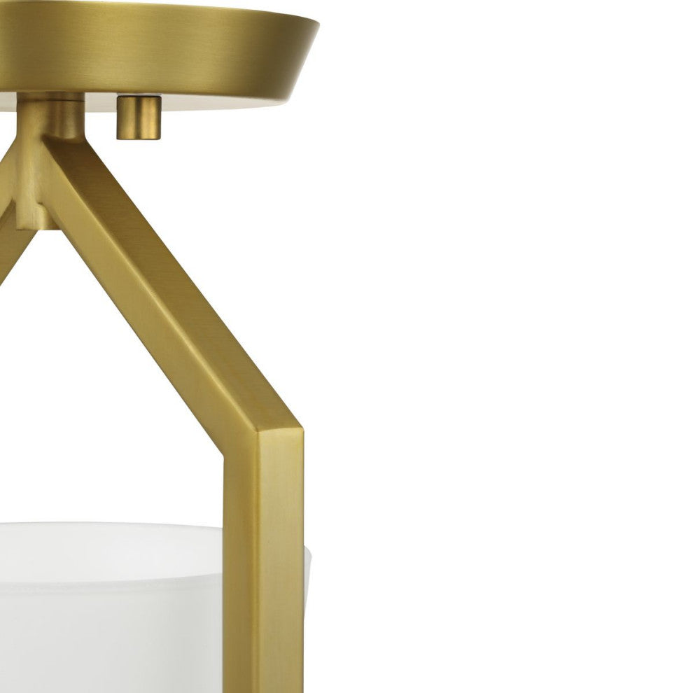 Vertex Collection One-Light Brushed Gold Etched White Semi-Flush Mount Light