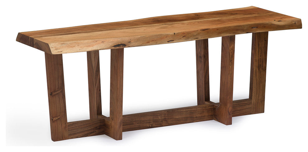 Berkshire Natural Live Edge 48" Bench With Coat Hook Set