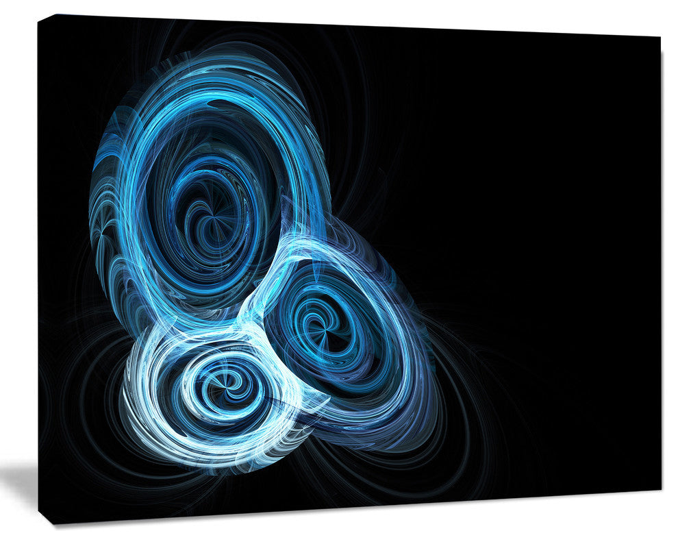 Blue Spiral Nebula on Black, Abstract Wall Art Canvas, 40x30