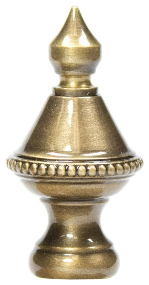 Beaded Knob Lamp Finial Antique Brass 1.5"h