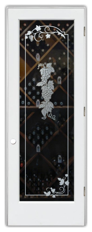 Wine Door - Grapes Strand Grape Ivy - Primed - 32" x 80" - Knob on Left -...