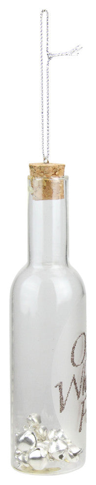 6" Wine Bottle With Jingle Bells Christmas Ornament