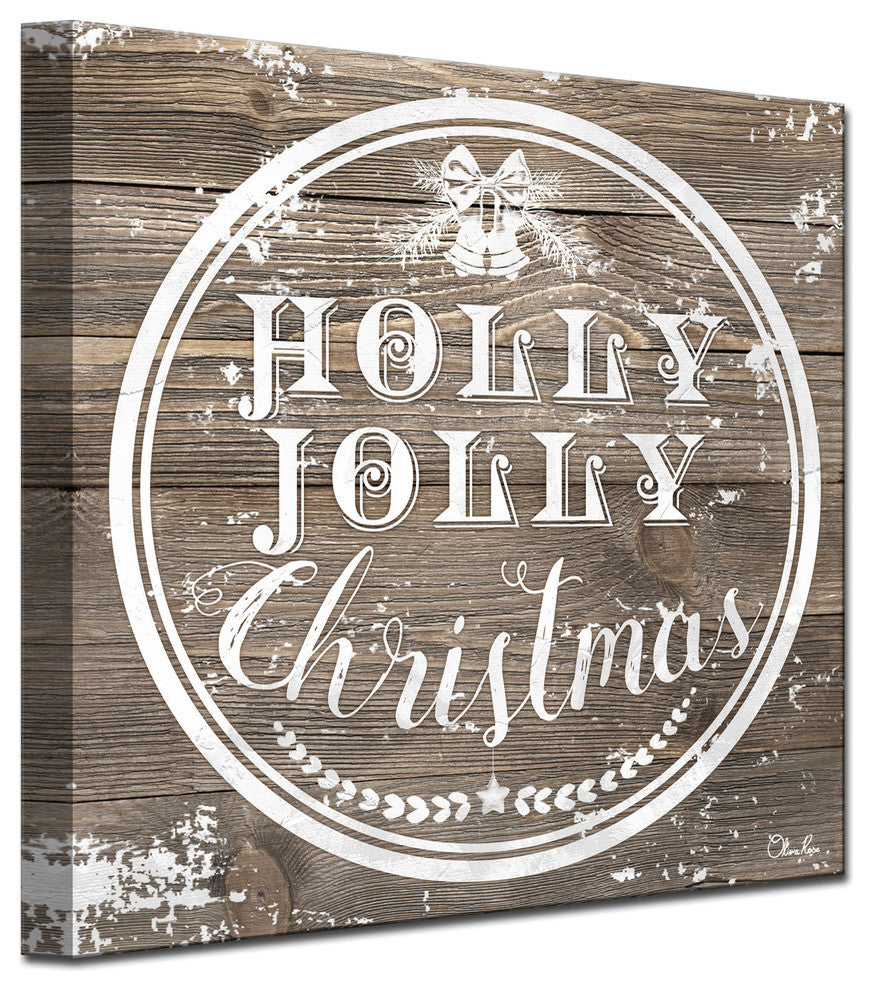Ready2HangArt 'Christmas Holly Jolly' Textual Canvas Wall Art, 12"x12"