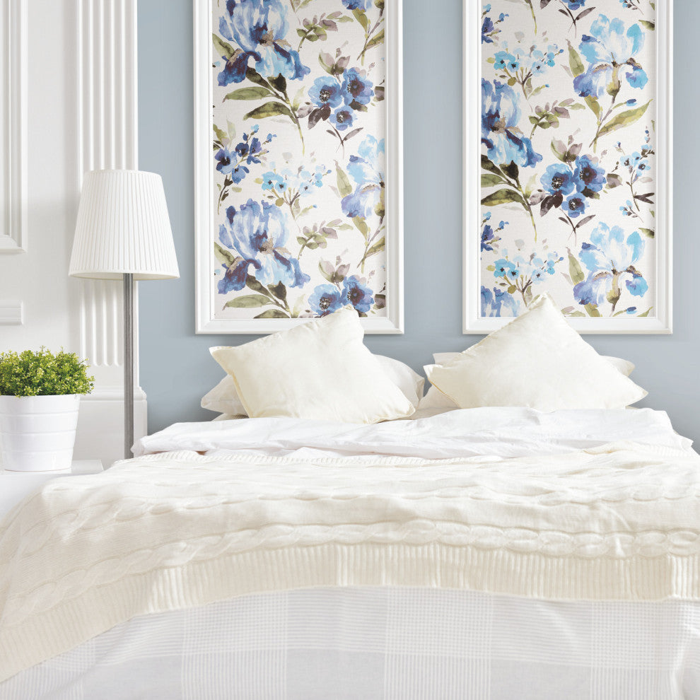 Iris Peel and Stick Wallpaper, Blue
