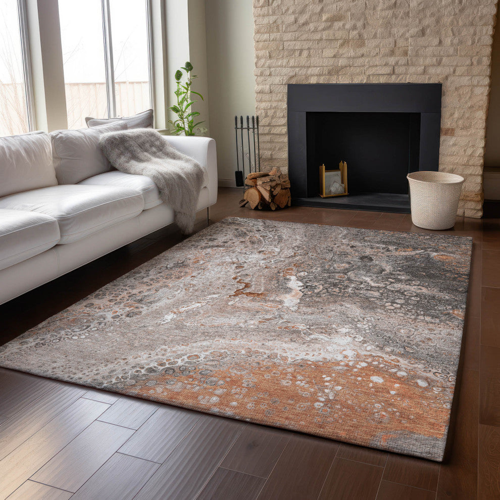 Premium Machine Washable Mayfield AMF588 Terracotta 3'' x 5'' Rug