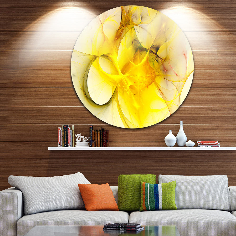 Light Yellow Nebula Star, Abstract Digital Art Disc Metal Wall Art, 11"