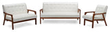 Baxton Studio Mid-Century Masterpieces 3 Pieces Living Room Set, White