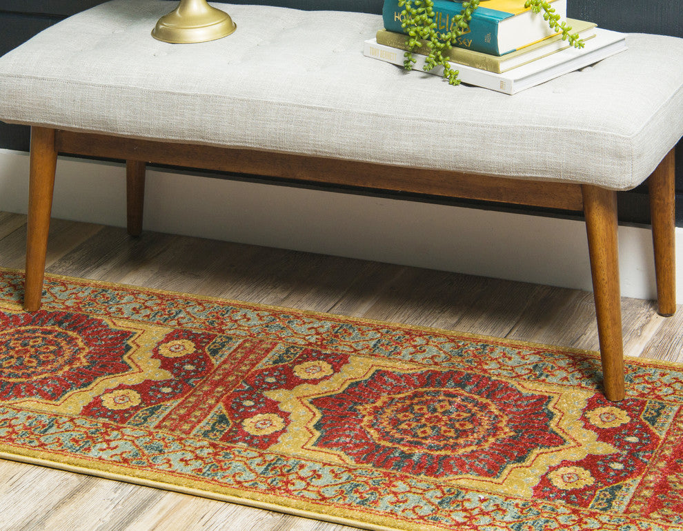 Unique Loom Red Quincy Palace 2' 0 x 6' 0 Runner Rug