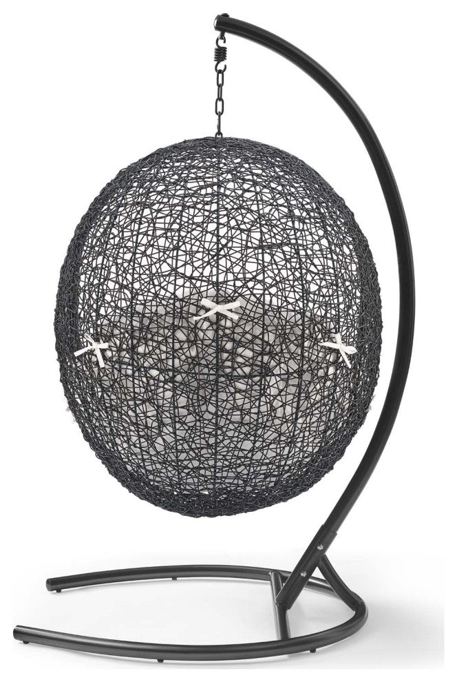 Swing Lounge Chair, Sunbrella, Black White, Modern, Outdoor Patio Balcony Garden