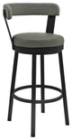 Armen Living Kobe 26" Faux Leather & Metal Swivel Counter Stool in Gray/Black
