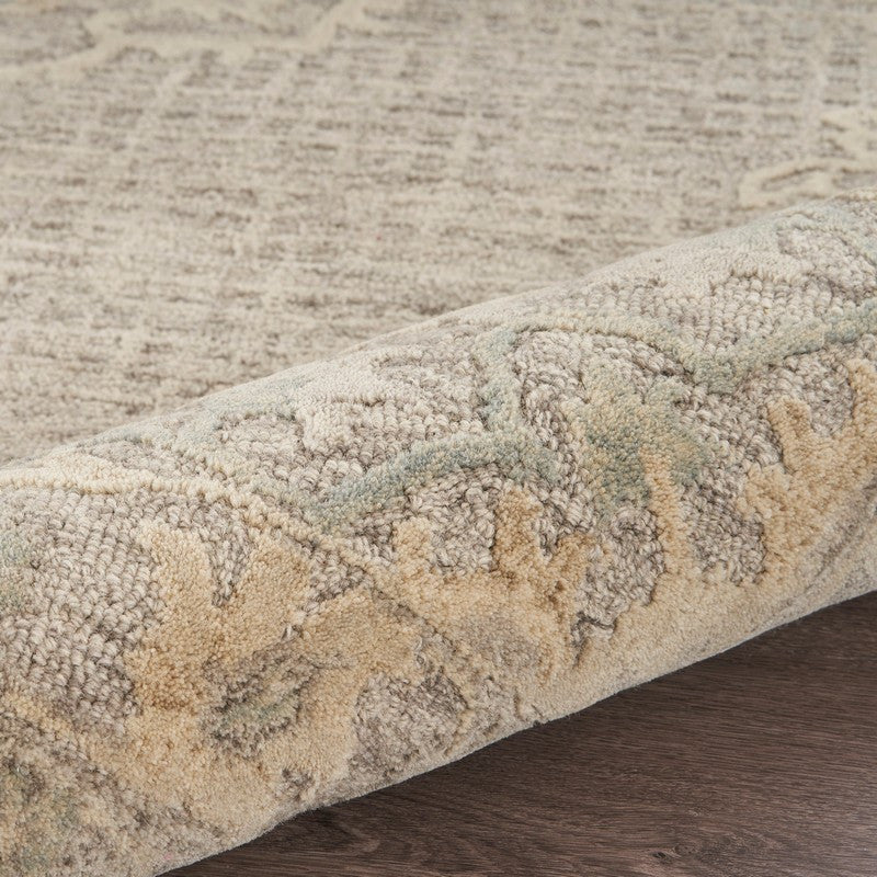 8" x 10" Beige Distressed Floral Area Rug