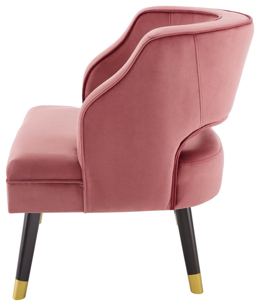 Modern Designer Lounge Accent Side Chair Armchair, Velvet Fabric, Pink