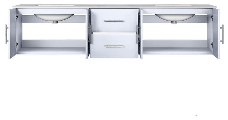 Geneva Transitional Glossy White 80" Double Vanity