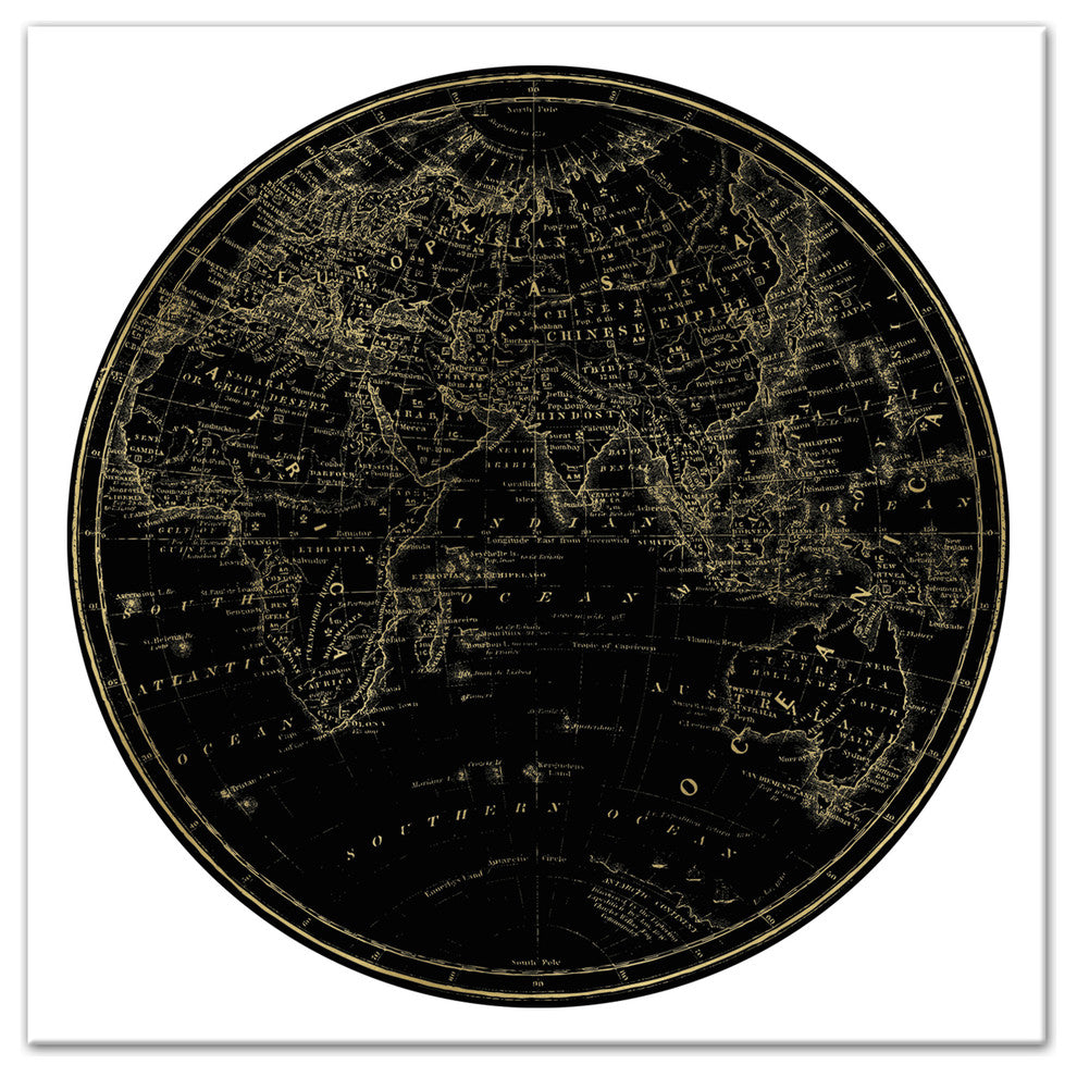 Globe Circle Print 3 24x24 Canvas Wall Art